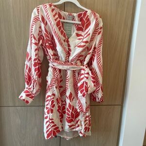 H&M Tie Belt Dress, Women’s Size Small, Red/White